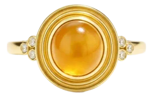 Vintage Inspired Citrine and Topaz Ring in Silver, Gold, Size 6