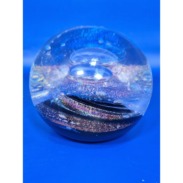 Vintage 1990s Rebecca Stewart Signed 4” Magnum Dichroic Art Glass Galaxy Paperweight For Sale - Image 4 of 10
