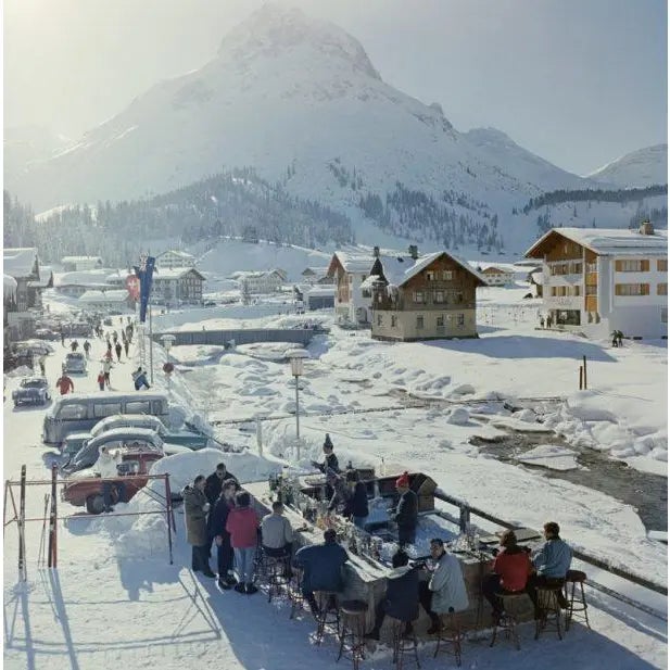 Lech Ice Bar 1960 The Ice Bar at the Hotel Krone in Lech, Austria, 1960. The mountain in the background is the Omershorn....