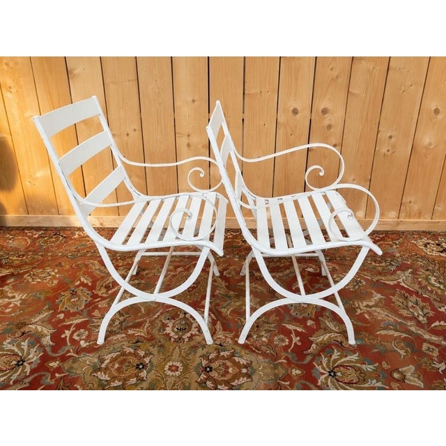 Antique Garden Armchair in Wrought Iron and Wood, 1800s For Sale - Image 3 of 6