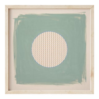 Sage Green Neutral Geometric Abstract Art Print by Emily Keating Snyder | 30 X 30 Print in Wood Frame For Sale