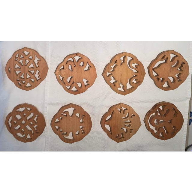 Wood Mid 20th Century Wood Trivets- Set of 8 For Sale - Image 7 of 10