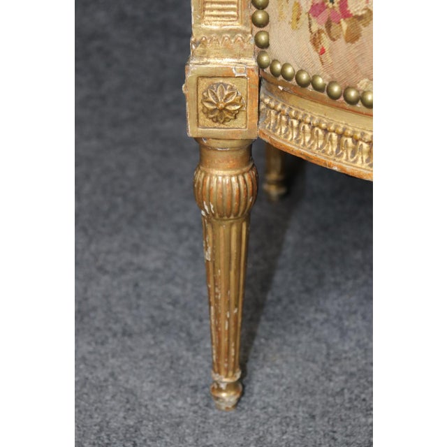 Wood Pair 19th Century French Louis XVI Style Giltwood Aubusson Armchairs For Sale - Image 7 of 13