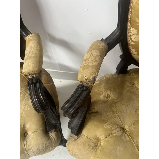 20th Century Napoleon III Louis XV Armchairs in Pearwood, Set of 2 For Sale - Image 3 of 15