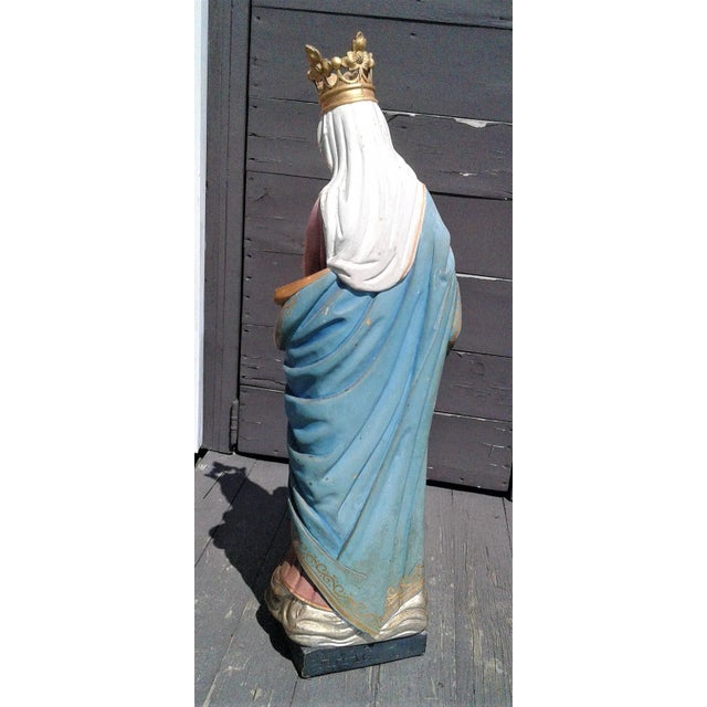 Wood 1910s German Haag Mary and Jesus Hand Carved Painted Wooden Sculpture For Sale - Image 7 of 12