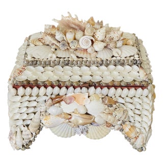 1960s Fabulous Sea Shell Encrusted Maitland Smith Style Treasure Box For Sale
