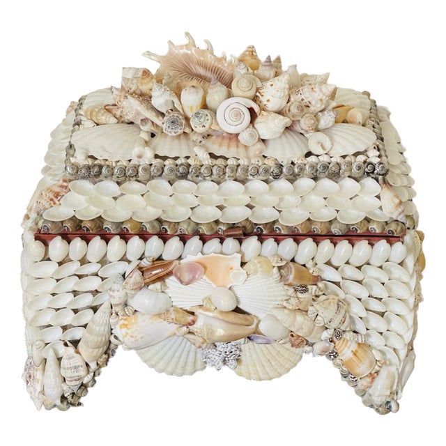 1960s Fabulous Sea Shell Encrusted Maitland Smith Style Treasure Box For Sale