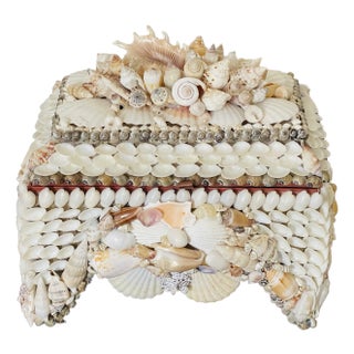 Fabulous Sailors Valentines Sea Shell Encrusted Maitland Smith Style Treasure Box For Sale