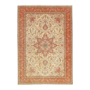 2010s Ivory Persian Tabriz Silk & Wool
