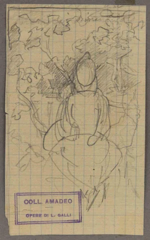 Luigi Galli, Female Figure, Pencil Drawing, Late 19th Century