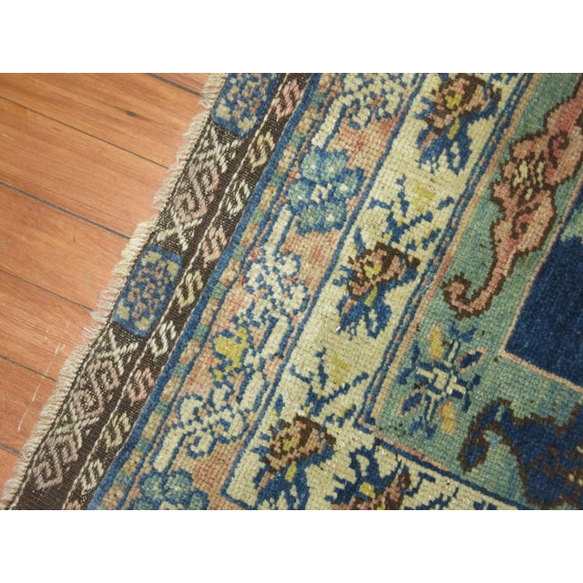 Eclectic Green Denim Blue Sampler Rug, 20th Century - 3'7" x 4'3" For Sale In New York - Image 6 of 6