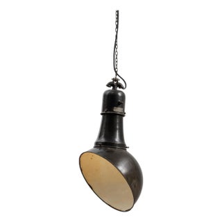 1930s Czech Metal Industrial Angular Pendant Lamp For Sale