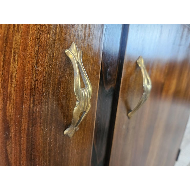Art Deco Sideboard in Mahogany Feather with Marble Top and Brass Handles, 1940 For Sale - Image 11 of 18