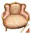 Romantic French Louis XV Loveseat With Rose Pink Damask Upholstery & Gilded Frame For Sale