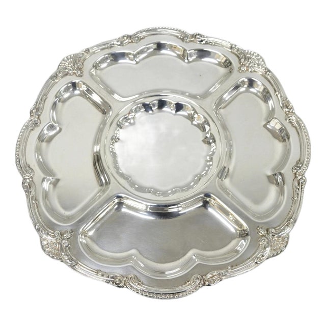 Vintage Victorian Silver Plated Lazy Susan Revolving Serving Platter Party Tray For Sale