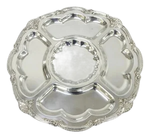 Vintage Victorian Silver Plated Lazy Susan Revolving Serving Platter Party Tray