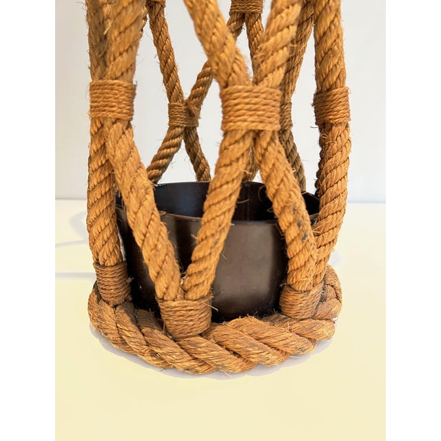 Mid-Century Modern Rope Umbrella Stand. French Work by Adrien Audoux and Frida Minet. Circa 1970 For Sale - Image 3 of 12