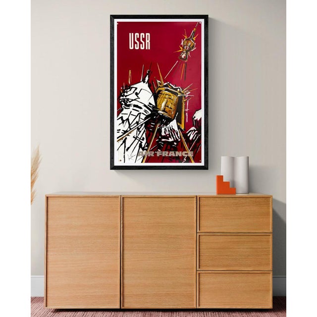 The Piece This dynamic vintage poster was created by Georges Mathieu for Air France in 1968 to promote travel to the USSR....