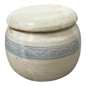 1950s Handmade 1955 Ceramic Butter Crock With Lid – Studio Pottery Swirl Band