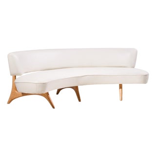 Vladimir Kagan Mid Century Tiger Maple Floating Curve Sofa For Sale