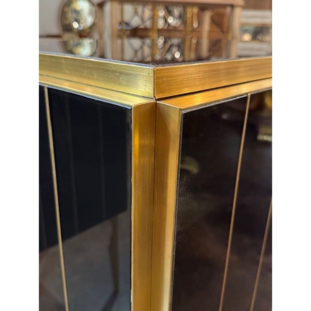 Modern Pair of Black Murano Glass and Brass Cabinets For Sale - Image 3 of 6