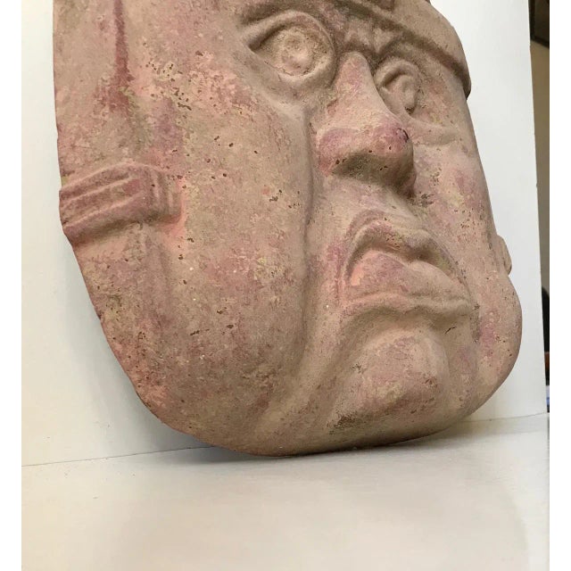 Red Large Vintage Olmec Terracotta Wall Head, Mexico, 1970s For Sale - Image 8 of 10