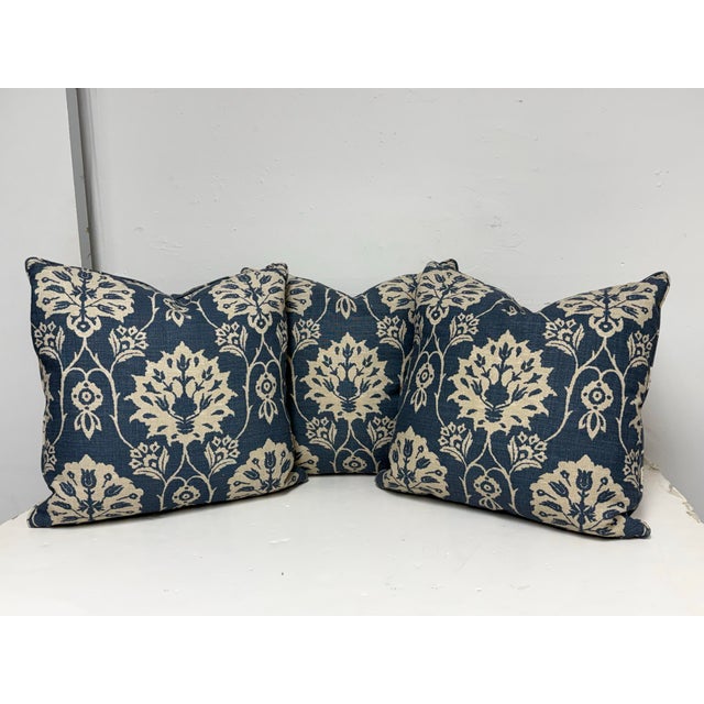 Bespoke Floral Damask Throw Pillows, Set of Three For Sale - Image 4 of 12