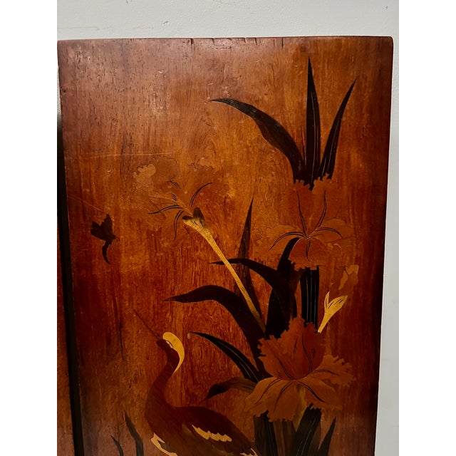 Art Nouveau Marquetry Panels in the style of Ecole de Nancy, 20th Century, Set of 2 For Sale - Image 6 of 15