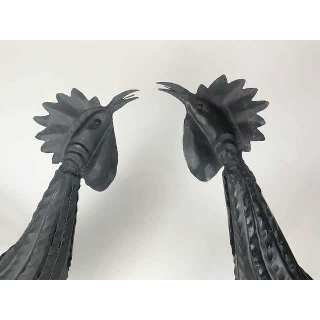Pair of Vintage Wrought Iron Roosters For Sale - Image 4 of 12