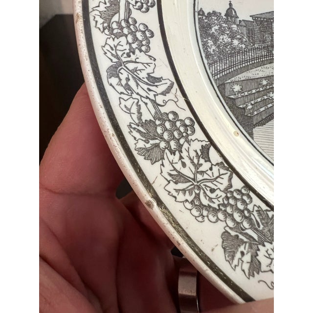 A Antique French Creamware Plate With Black Transfer Decoration, "Vue De La Grande Serre", Circa 1800 For Sale - Image 11 of 12
