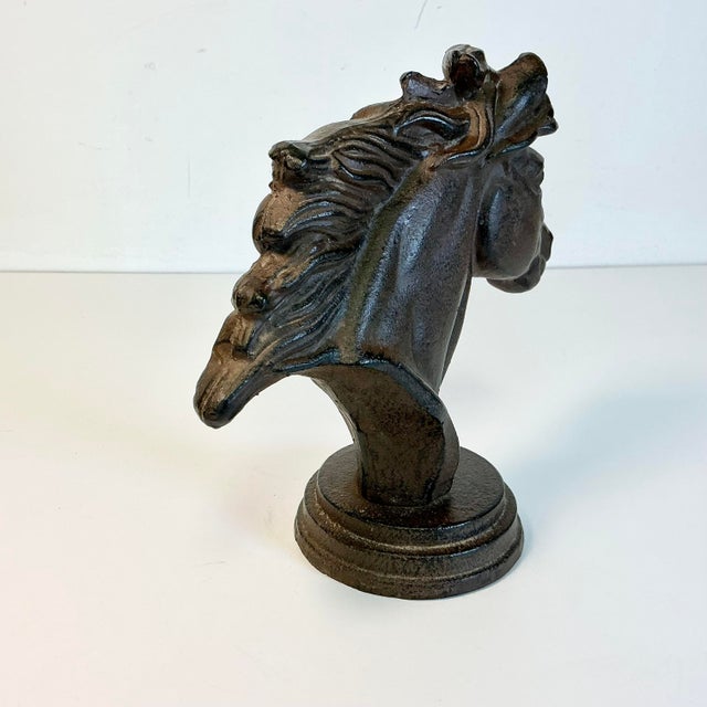 1980s Vintage Americana Southwestern Cast Iron Horse Bust Sculpture For Sale - Image 9 of 13