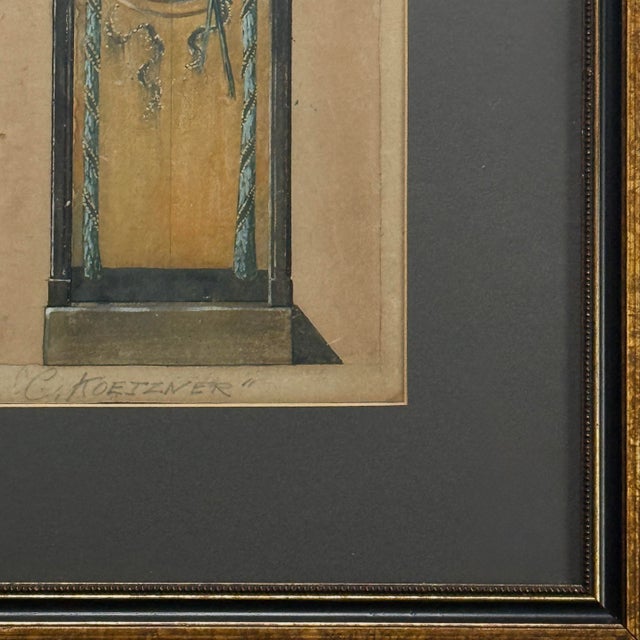 Antique French Art Nouveau Architectural Doorway Watercolor Study by C. Koeizner (Framed) For Sale In Philadelphia - Image 6 of 6