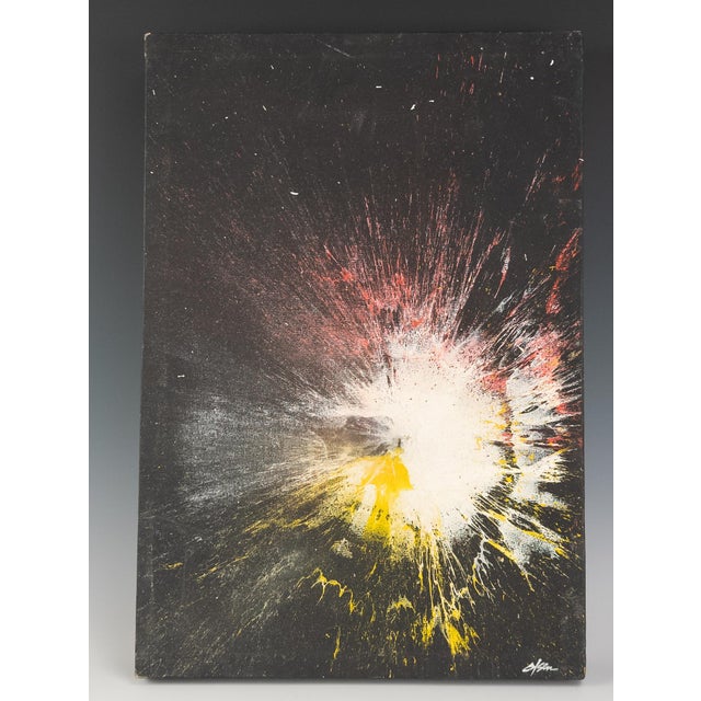 Black 1970s Paul Olsen “Explosion #20” San Francisco Counterculture Process Painting 19.5” For Sale - Image 8 of 10