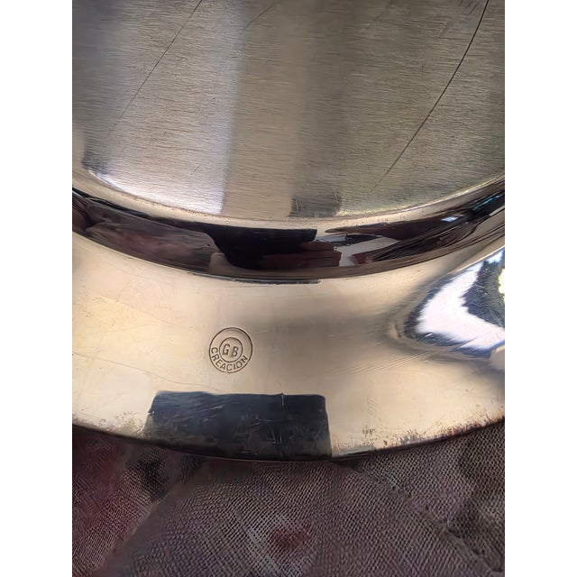 Traditional Vintage Thick Silverplated Chargers For Sale - Image 3 of 5