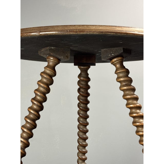Wood Mid-Century Modern French Wood Turned Barley Twist Side Table with Cork Screw Legs, 1950s For Sale - Image 7 of 18