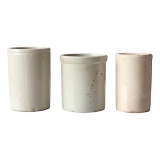 Antique Stoneware Kitchen Crocks Set of 3 For Sale