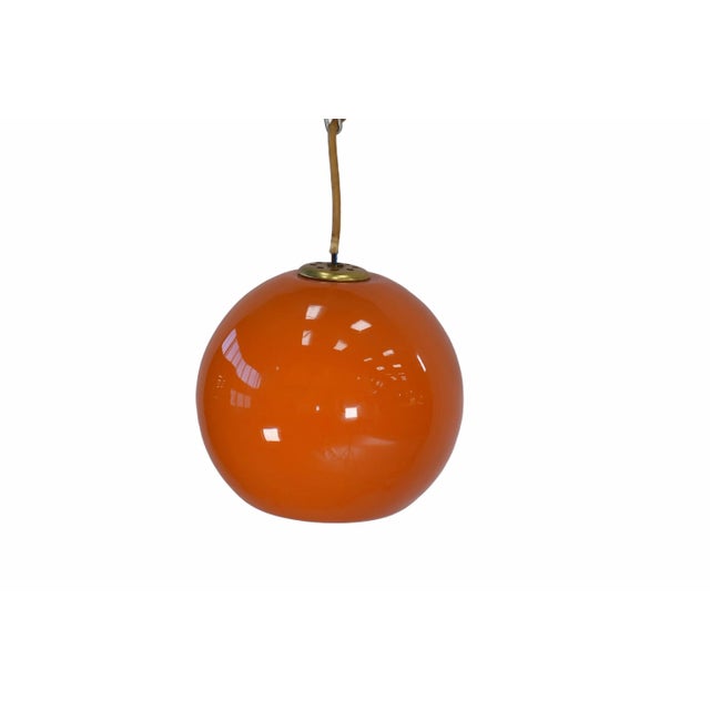Orange Vintage Ball Pendant Lights in Orange Opaline, 1970s, Set of 9 For Sale - Image 8 of 10