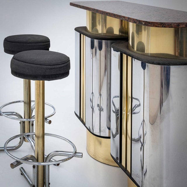 Metal Hollywood Regency Bar with Counter, 1970s, Set of 4 For Sale - Image 7 of 16