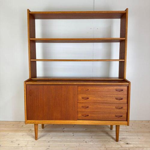 Sideboard Bookcase with Pull-Out Desk in Teak, Denmark, 1960s For Sale - Image 4 of 6