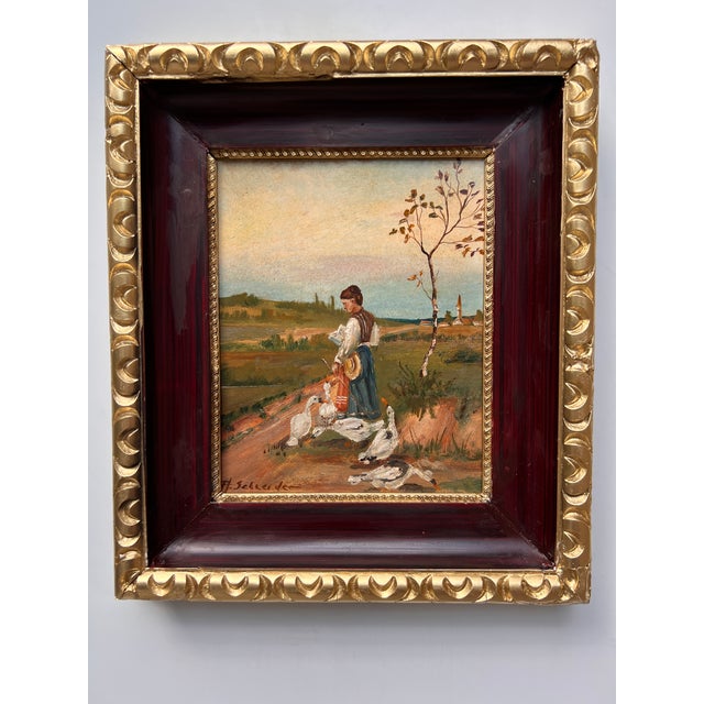 Traditional Early 20th Century Listed American Artist Arthur Schneider Antique Oil on Board Painting For Sale - Image 3 of 10