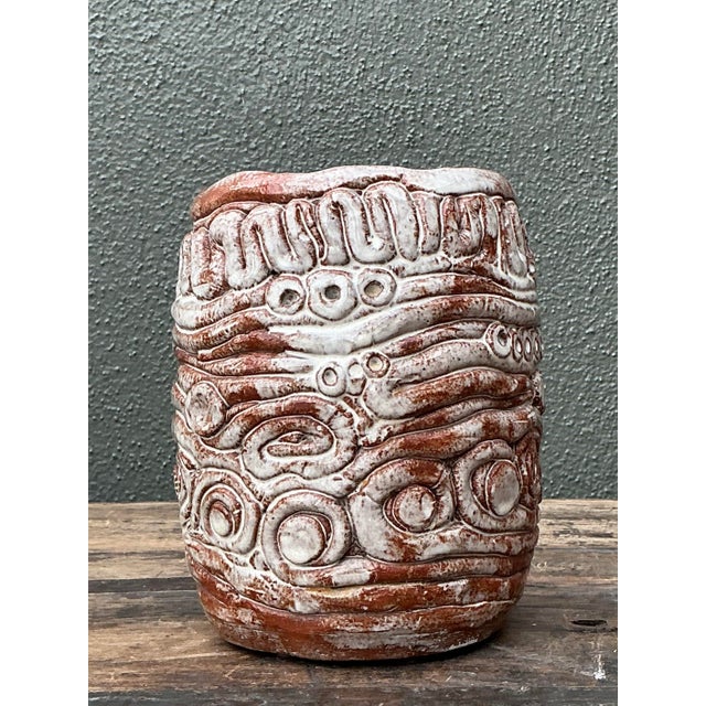 Mid-Century Modern Vintage Original Studio Pottery Coil Vase For Sale - Image 3 of 12