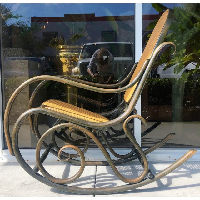 Brown Thonet Style Green Rocking Chair For Sale - Image 8 of 8