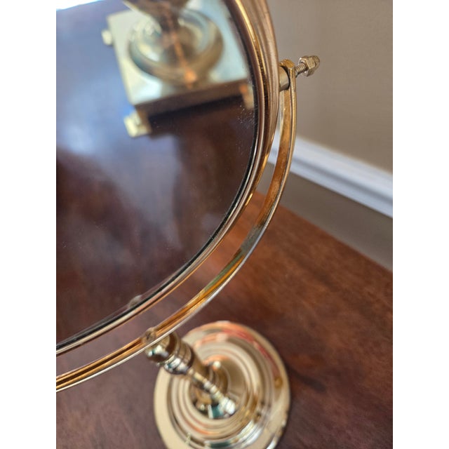 Metal Brass Double Sided Vanity Mirror For Sale - Image 7 of 10