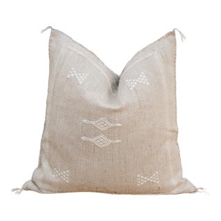 Grey Mist Diamond Cactus Silk Moroccan Pillow For Sale