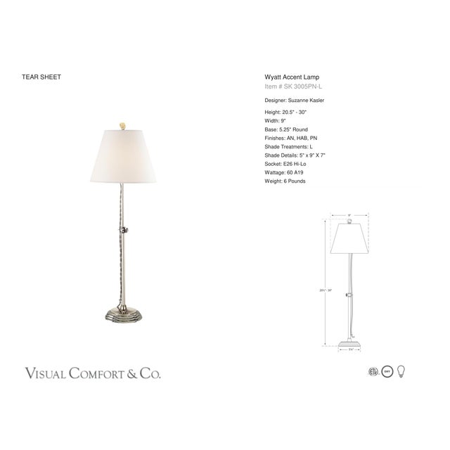 Suzanne Kasler by Visual Comfort Signature Wyatt Accent Lamp in Polished Nickel with Linen Shade Designer: Suzanne Kasler...