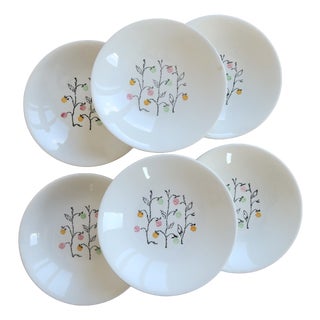 Vintage Earthenware Soup Plates with Marie-Claire Pattern by Gien, 1940s, Set of 6 For Sale