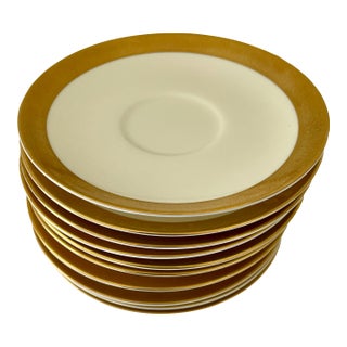 Vintage Mikasa "Harrow" Bone China With Gold Band Saucers- Set of 11 For Sale