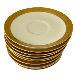 Vintage Mikasa "Harrow" Bone China With Gold Band Saucers- Set of 11