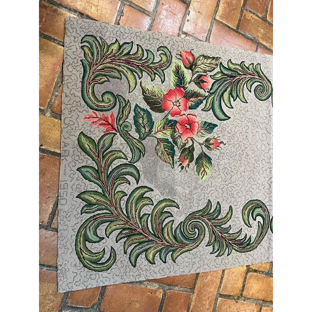 1950s Signed Hand-Hooked Folk Art Wall Hanging Colorful Floral Design, Usa For Sale - Image 10 of 18