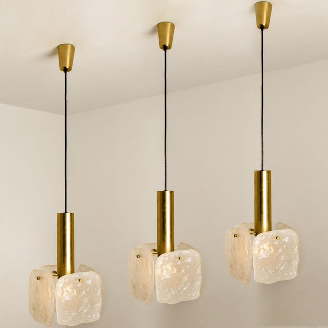 Ice Glass Pendant Light attributed to J. T. Kalmar, 1960s For Sale - Image 6 of 18